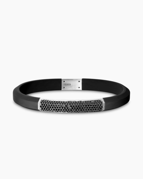 Streamline ID Rubber Bracelet with Sterling Silver, 8mm