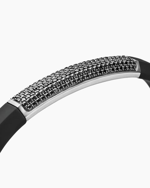 Mens Streamline ID Rubber Bracelet with Sterling Silver, 8mm