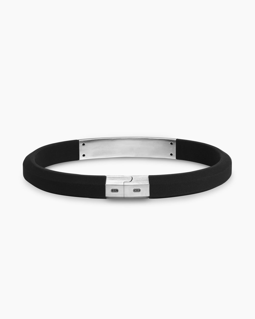 Mens Streamline ID Rubber Bracelet with Sterling Silver, 8mm