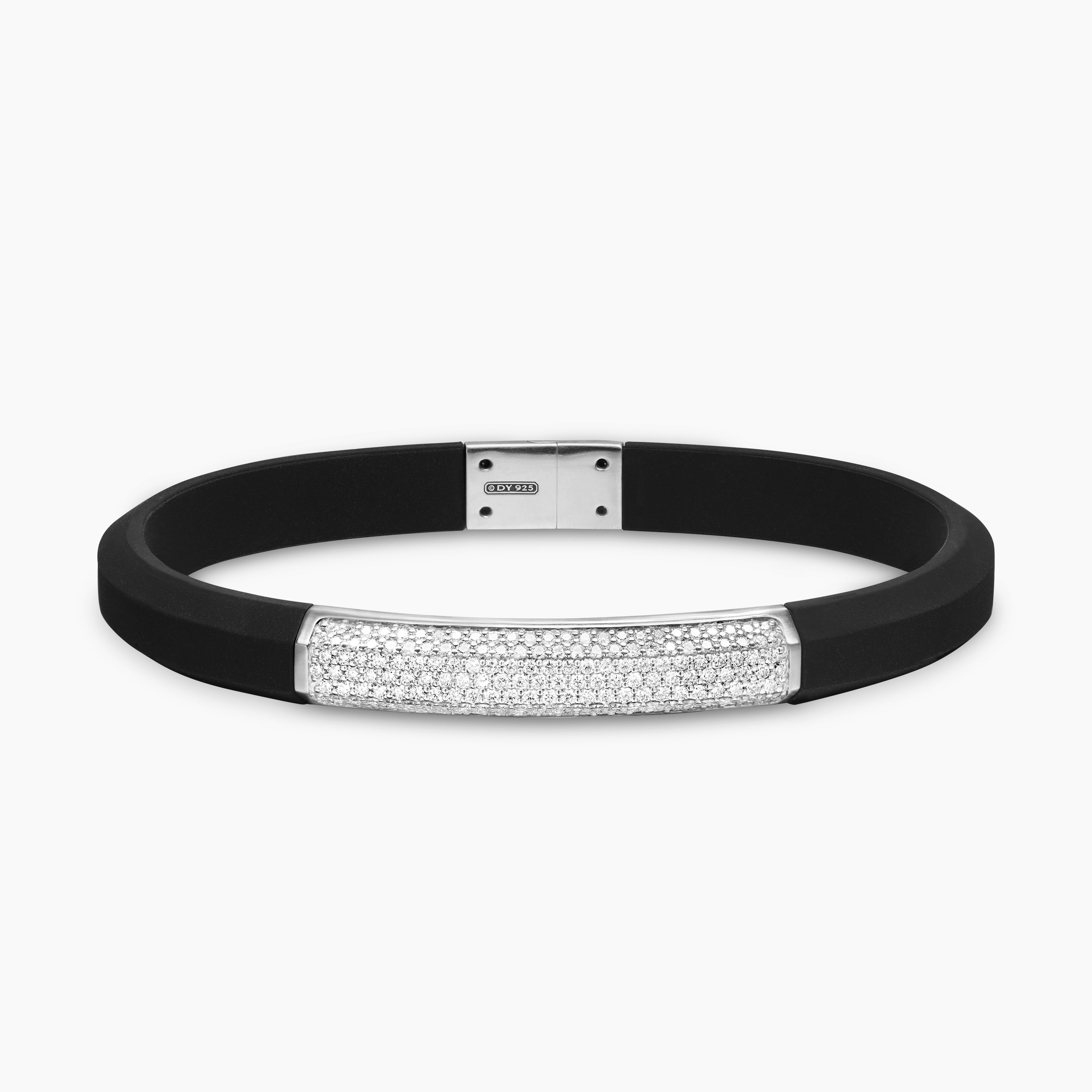 Gourmette Streamline en caoutchouc avec argent massif, 8 mm homme 
