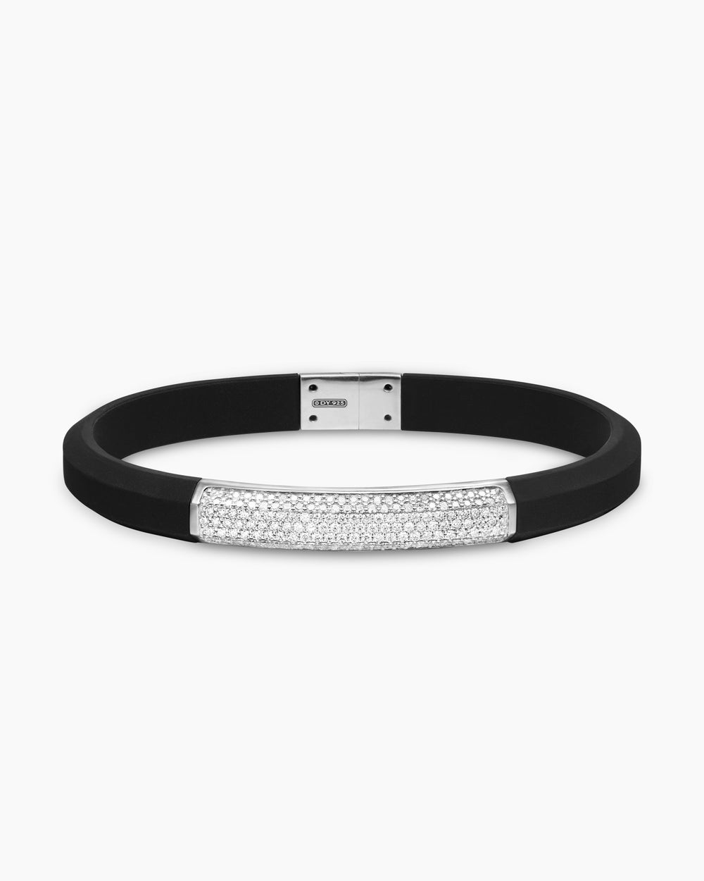 Mens Streamline ID Rubber Bracelet with Sterling Silver, 8mm