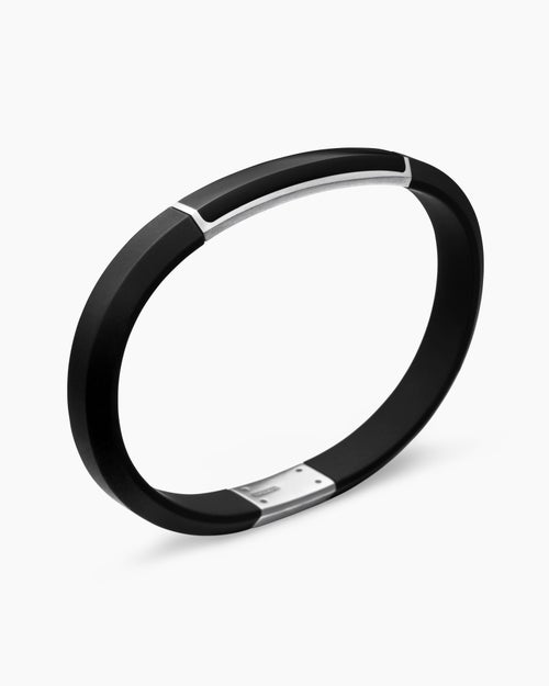Mens Streamline ID Rubber Bracelet with Sterling Silver, 8mm