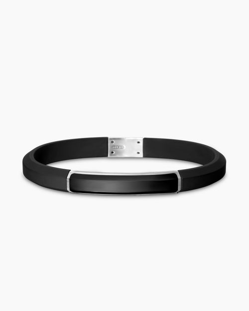 Mens Streamline ID Rubber Bracelet with Sterling Silver, 8mm