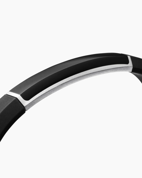 Mens Streamline ID Rubber Bracelet with Sterling Silver, 8mm