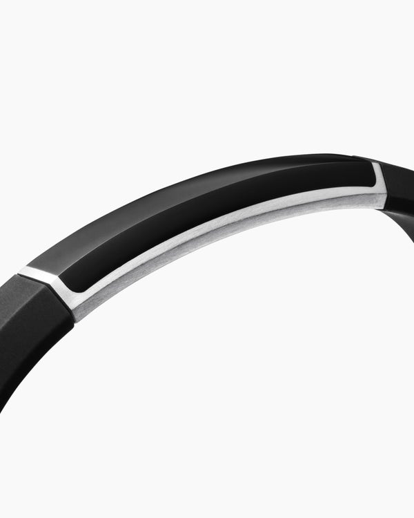 Streamline ID Rubber Bracelet with Sterling Silver, 8mm