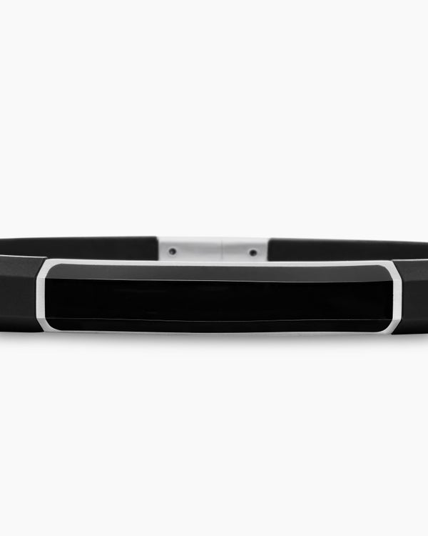 Streamline ID Rubber Bracelet with Sterling Silver, 8mm