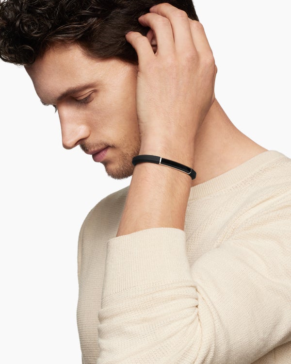 Streamline ID Rubber Bracelet with Sterling Silver, 8mm