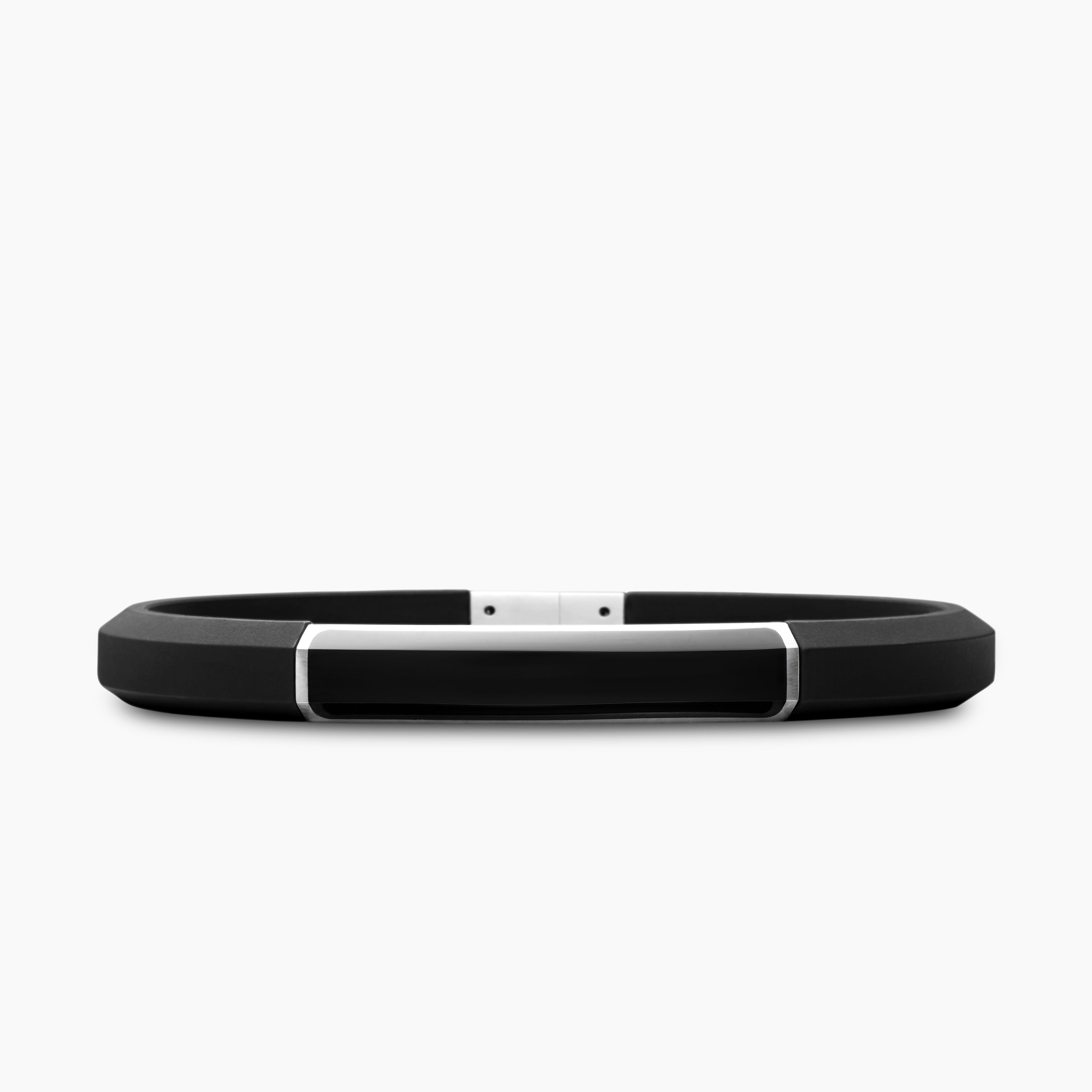 Mens Streamline ID Rubber Bracelet with Sterling Silver, 8mm