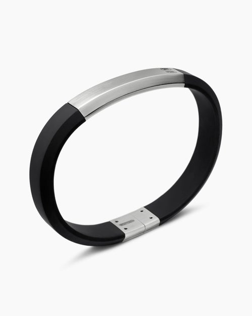 Mens Streamline ID Rubber Bracelet with Sterling Silver, 8mm