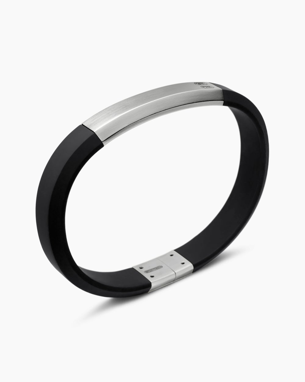 Mens Streamline ID Rubber Bracelet with Sterling Silver, 8mm