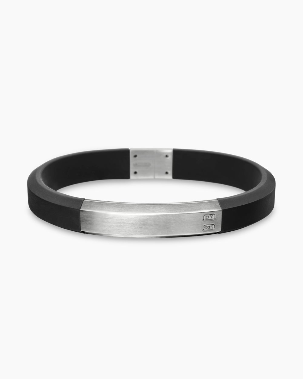 Mens Streamline ID Rubber Bracelet with Sterling Silver, 8mm