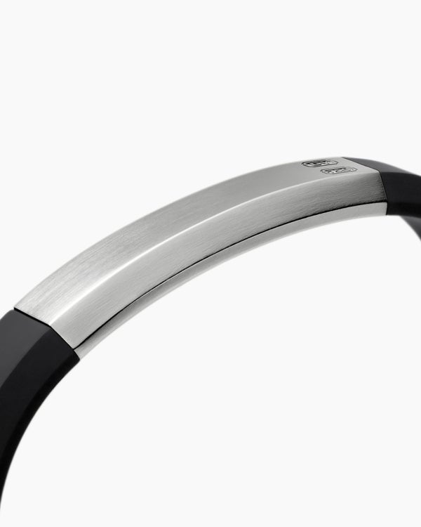 Gourmette en argent sterling à caoutchouc noir