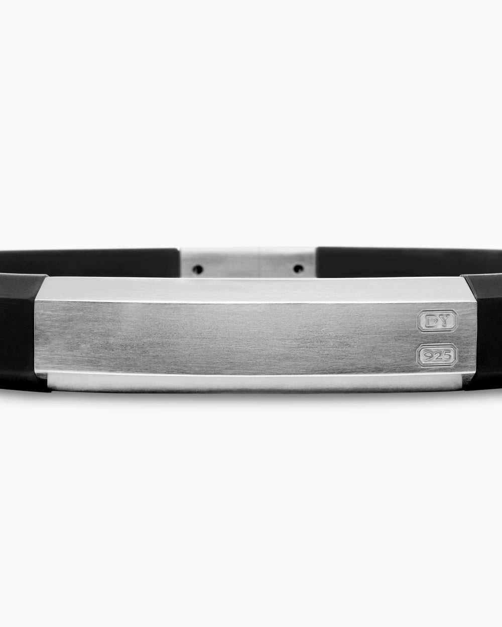 Mens Streamline ID Rubber Bracelet with Sterling Silver, 8mm