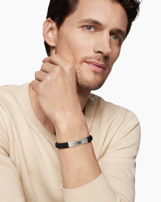 Streamline® ID Bracelet in Black Rubber with Sterling Silver, 8mm