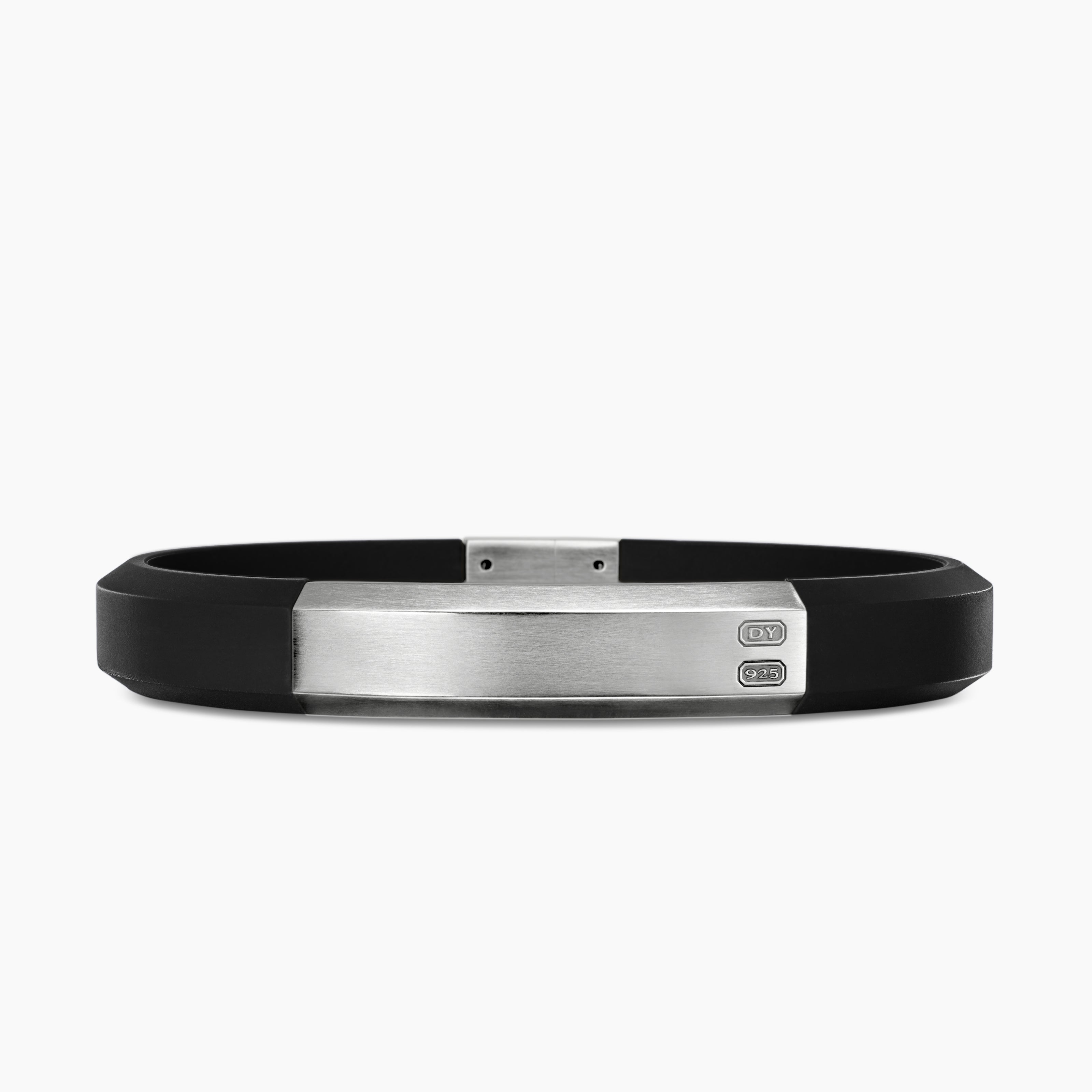 Mens Streamline ID Rubber Bracelet with Sterling Silver, 8mm
