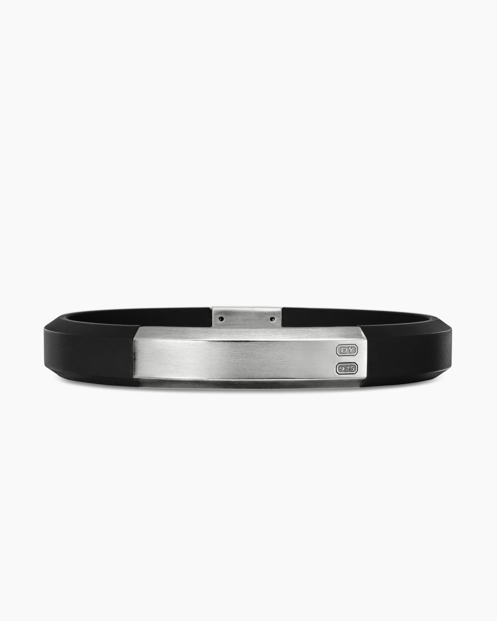 Mens Streamline ID Rubber Bracelet with Sterling Silver, 8mm