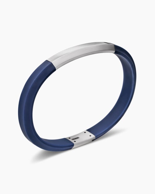 Mens Streamline® ID Bracelet in Blue Rubber with Sterling Silver, 8mm