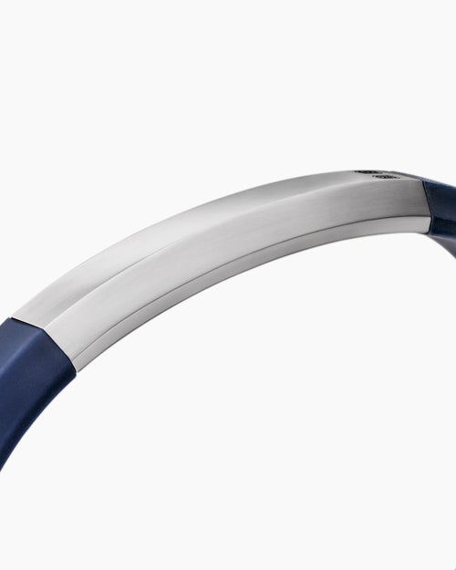 Mens Streamline® ID Bracelet in Blue Rubber with Sterling Silver, 8mm