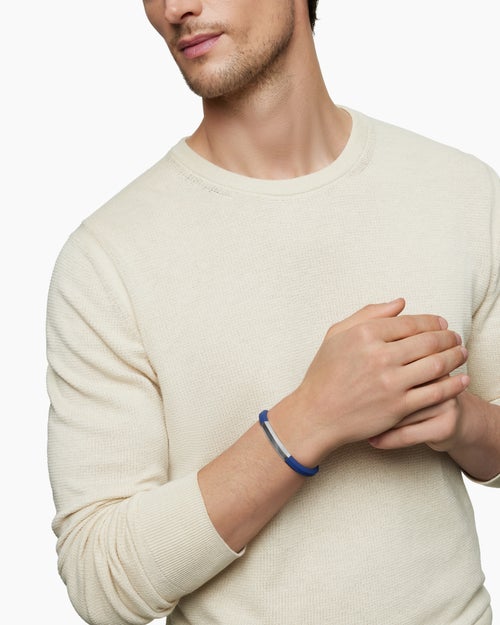 Mens Streamline ID Rubber Bracelet with Sterling Silver, 8mm