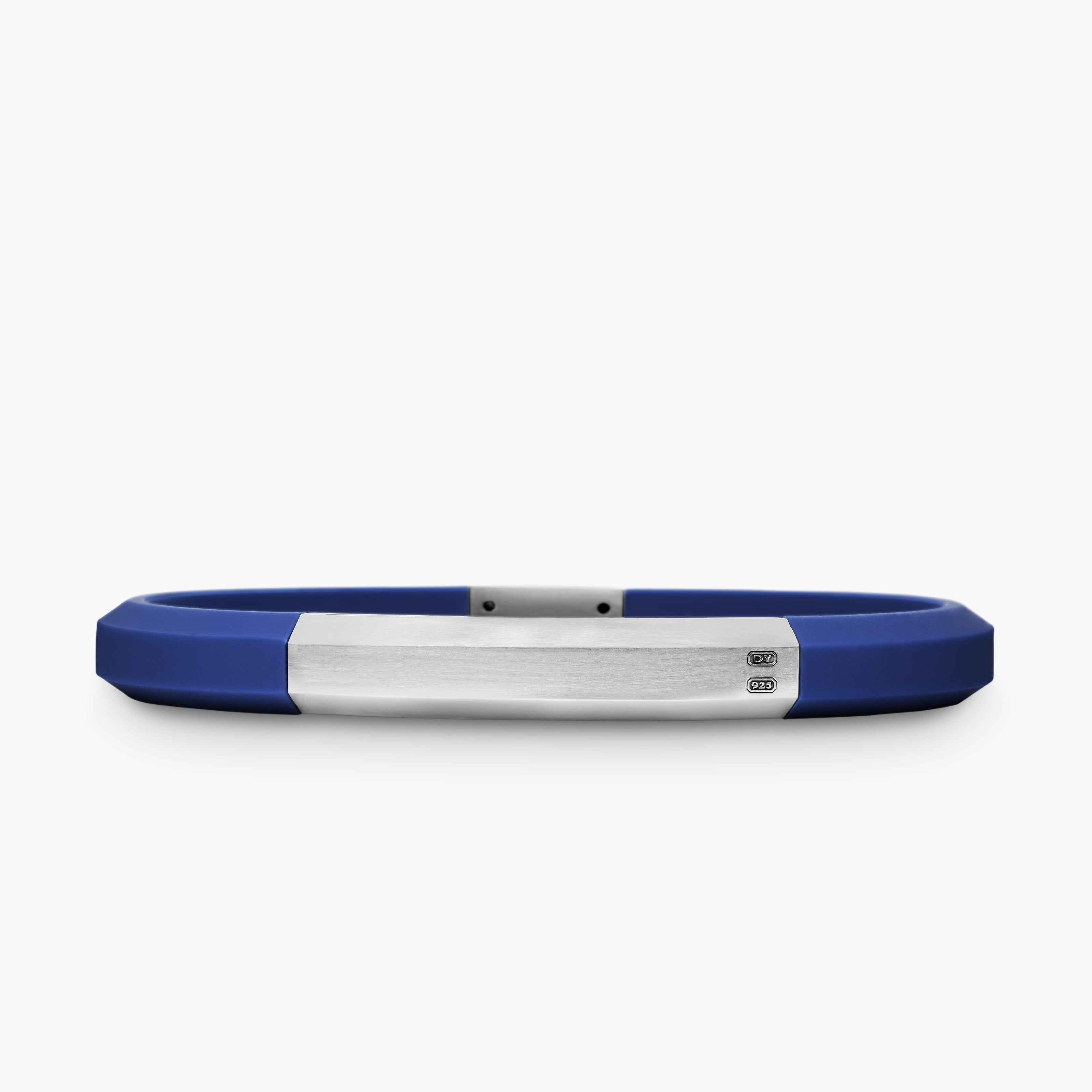 Mens Streamline ID Rubber Bracelet with Sterling Silver, 8mm