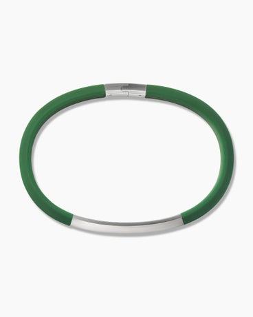 Streamline® ID Bracelet in Green Rubber with Sterling Silver, 8mm