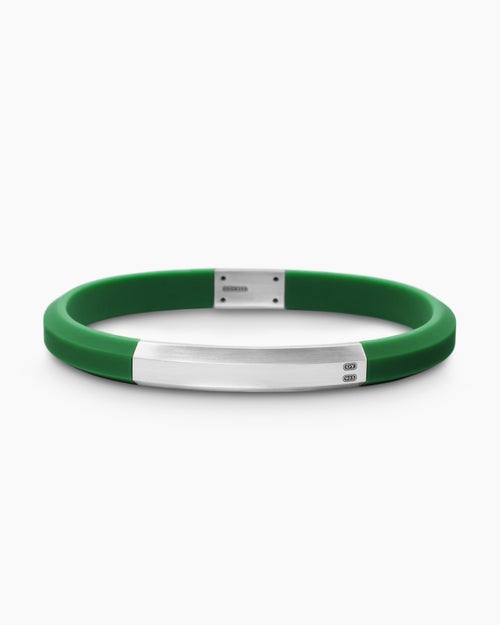 Mens Streamline ID Rubber Bracelet with Sterling Silver, 8mm