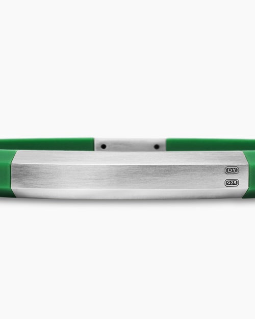 Mens Streamline® ID Bracelet in Green Rubber with Sterling Silver, 8mm