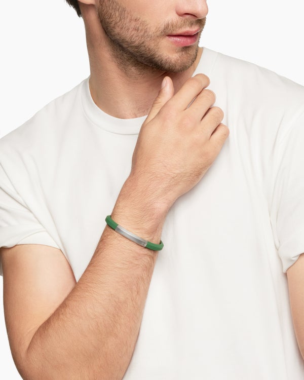 Streamline ID Rubber Bracelet with Sterling Silver, 8mm