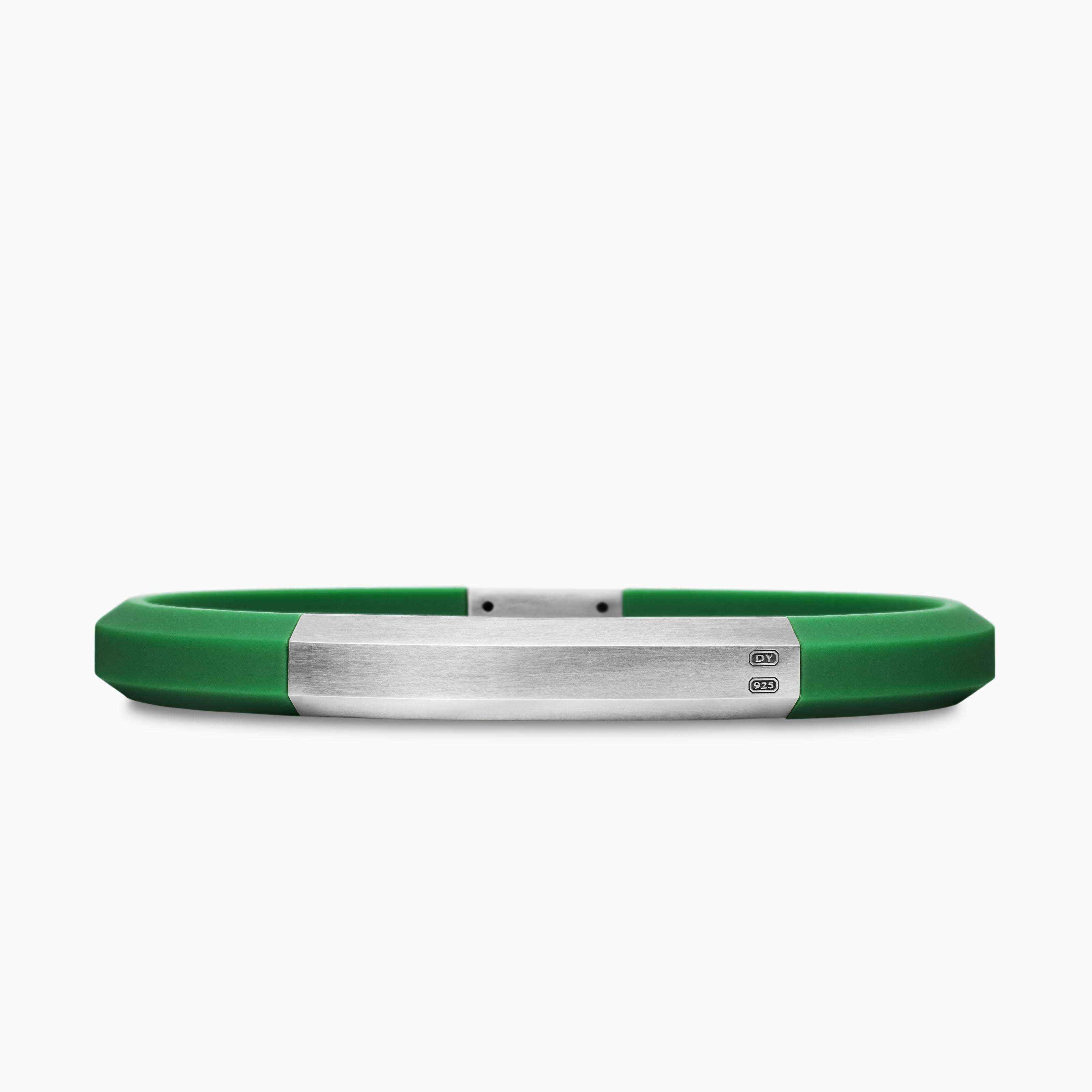 Mens Streamline ID Rubber Bracelet with Sterling Silver, 8mm