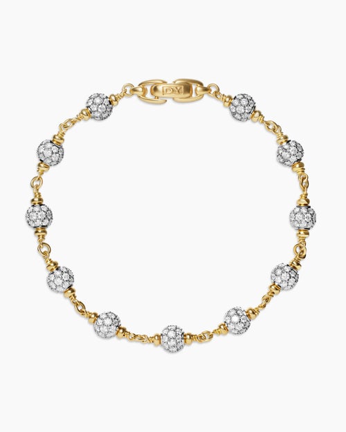 Mens Spiritual Beads Bracelet in 18K Yellow Gold with Diamonds, 6mm