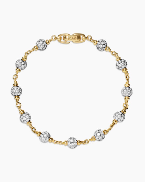 Bracelet Spiritual Beads en or jaune 18 carats avec pavé de diamants, 6 mm