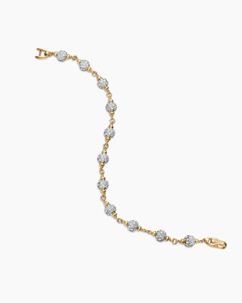 Mens Spiritual Beads Bracelet in 18K Yellow Gold with Diamonds, 6mm