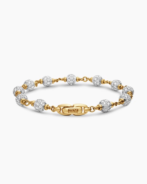 Mens Spiritual Beads Bracelet in 18K Yellow Gold with Diamonds, 6mm