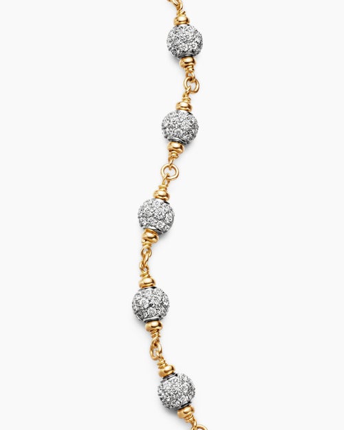 Mens Spiritual Beads Bracelet in 18K Yellow Gold with Diamonds, 6mm