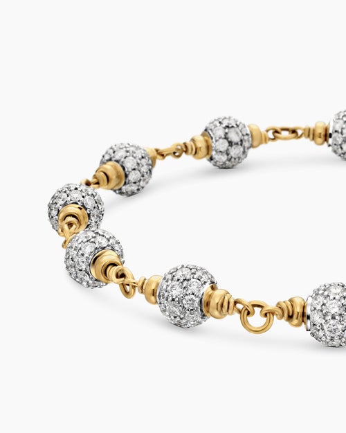 Mens Spiritual Beads Bracelet in 18K Yellow Gold with Diamonds, 6mm