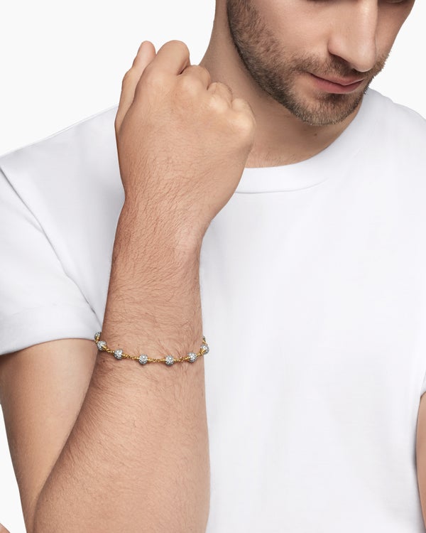 Bracelet Spiritual Beads en or jaune 18 carats avec pavé de diamants, 6 mm