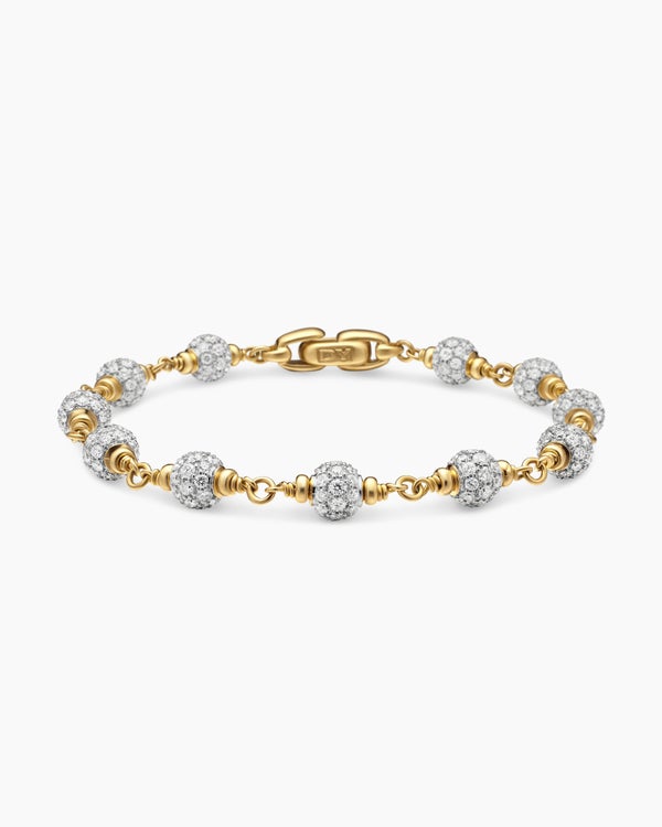 Bracelet Spiritual Beads en or jaune 18 carats avec pavé de diamants, 6 mm