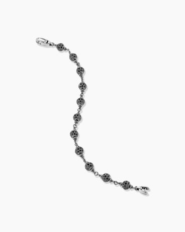 Spiritual Beads Rosary Bracelet in Sterling Silver with Black Diamonds, 6mm