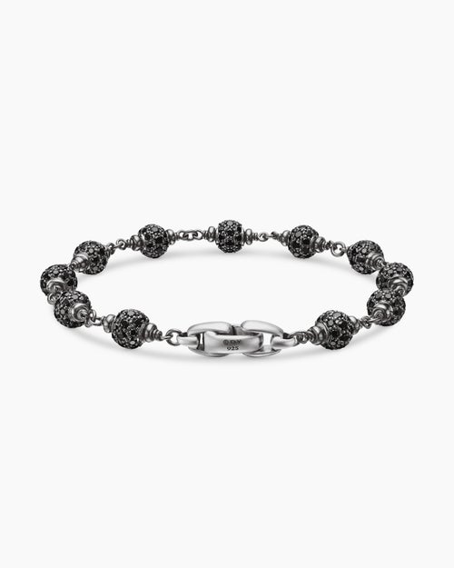 Mens Spiritual Beads Bracelet in Sterling Silver, 6mm