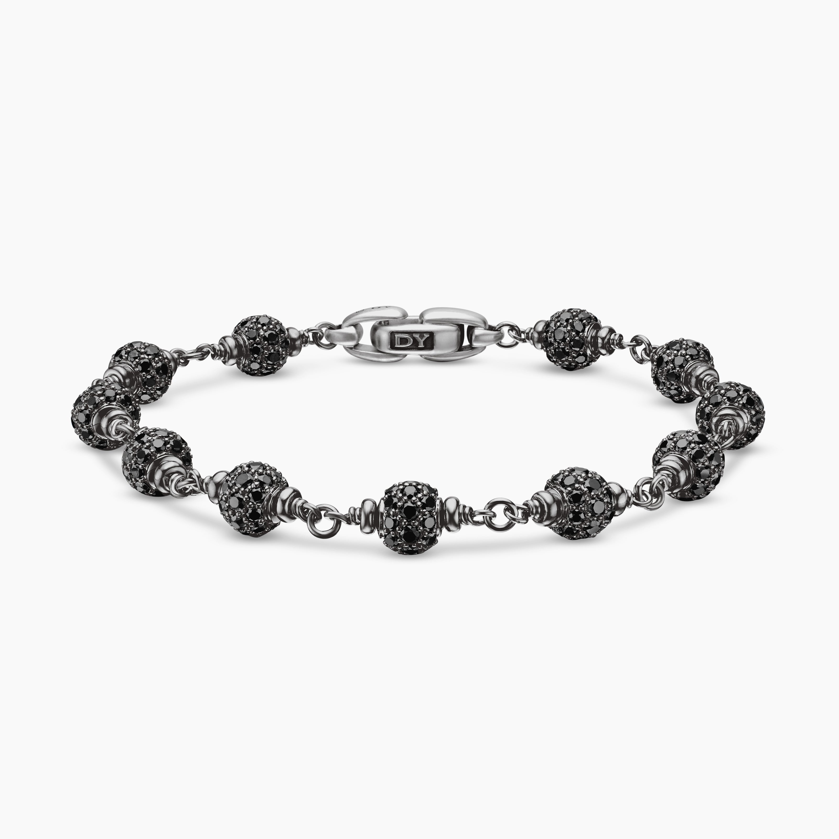 Mens Spiritual Beads Bracelet in Sterling Silver, 6mm