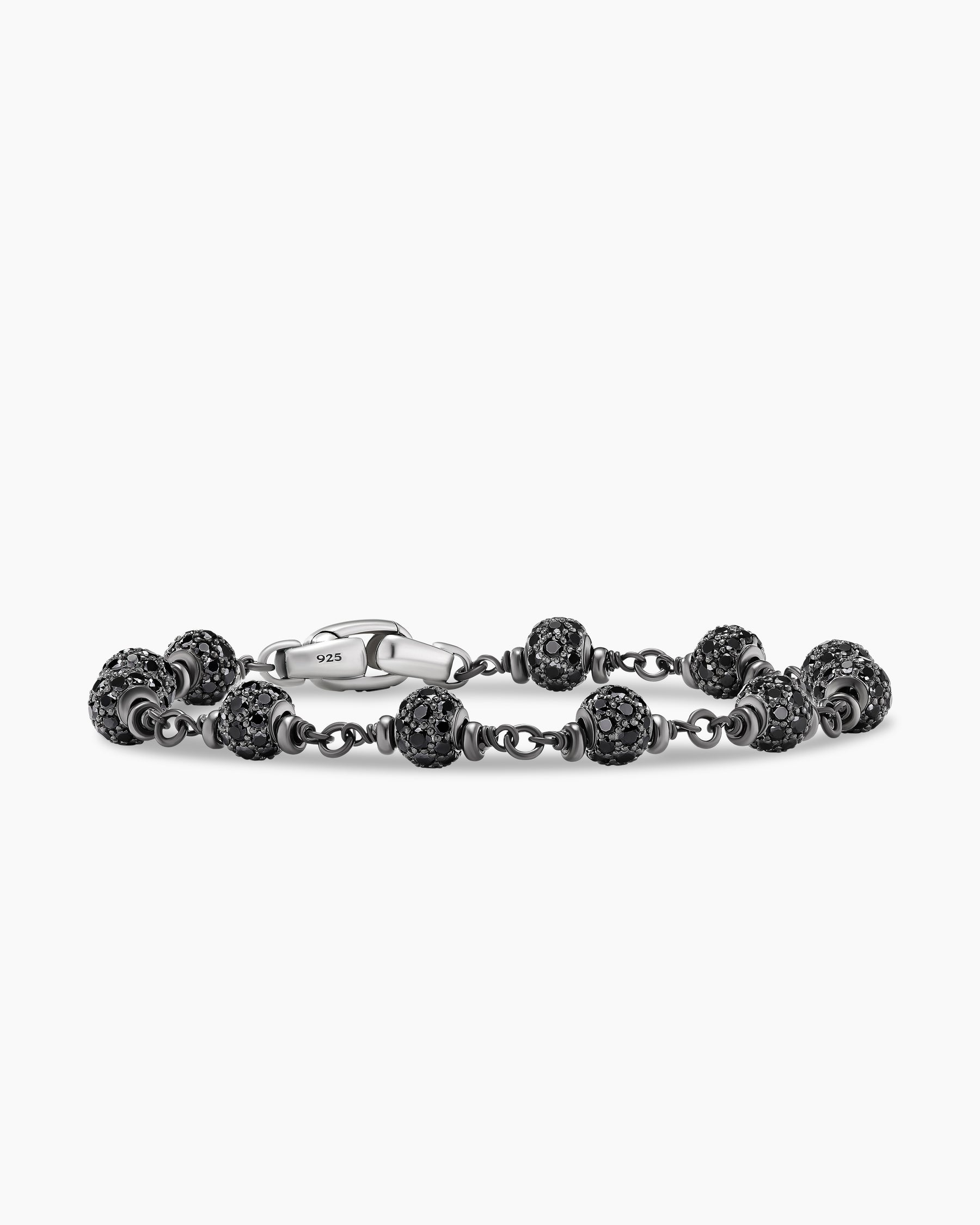 Spiritual Beads Bracelet in Sterling Silver with Pavé Station, 8mm