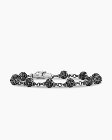 Spiritual Beads Rosary Bracelet in Sterling Silver with Black Diamonds, 6mm