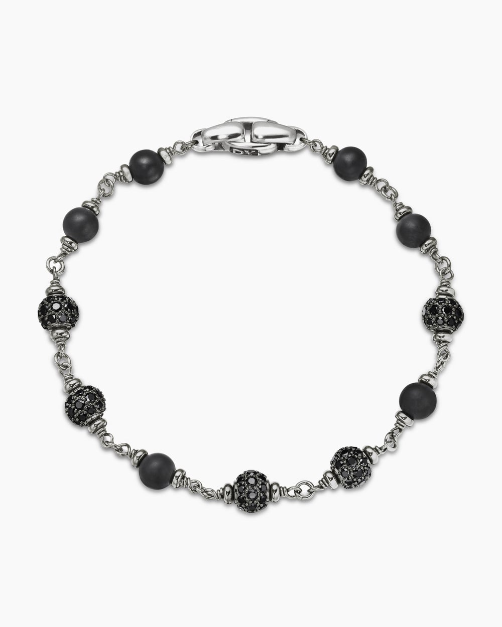 Mens Spiritual Beads Bracelet in Sterling Silver, 6mm