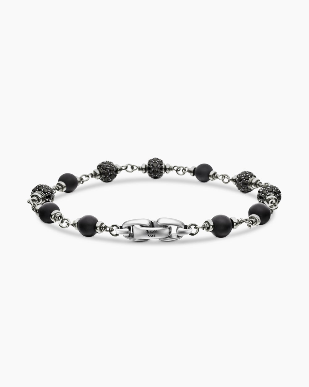 Mens Spiritual Beads Bracelet in Sterling Silver, 6mm