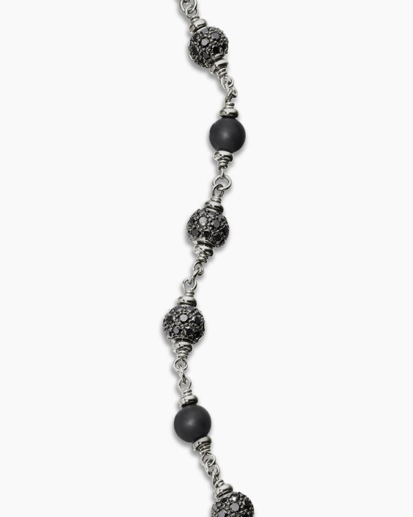 Bracelet Spiritual Beads en argent sterling avec onyx noir et diamants noirs, 6 mm