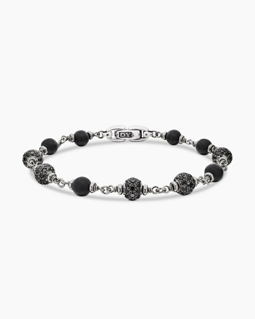 Mens Spiritual Beads Bracelet in Sterling Silver, 6mm
