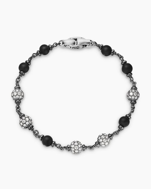 Mens Spiritual Beads Bracelet in Sterling Silver, 6mm