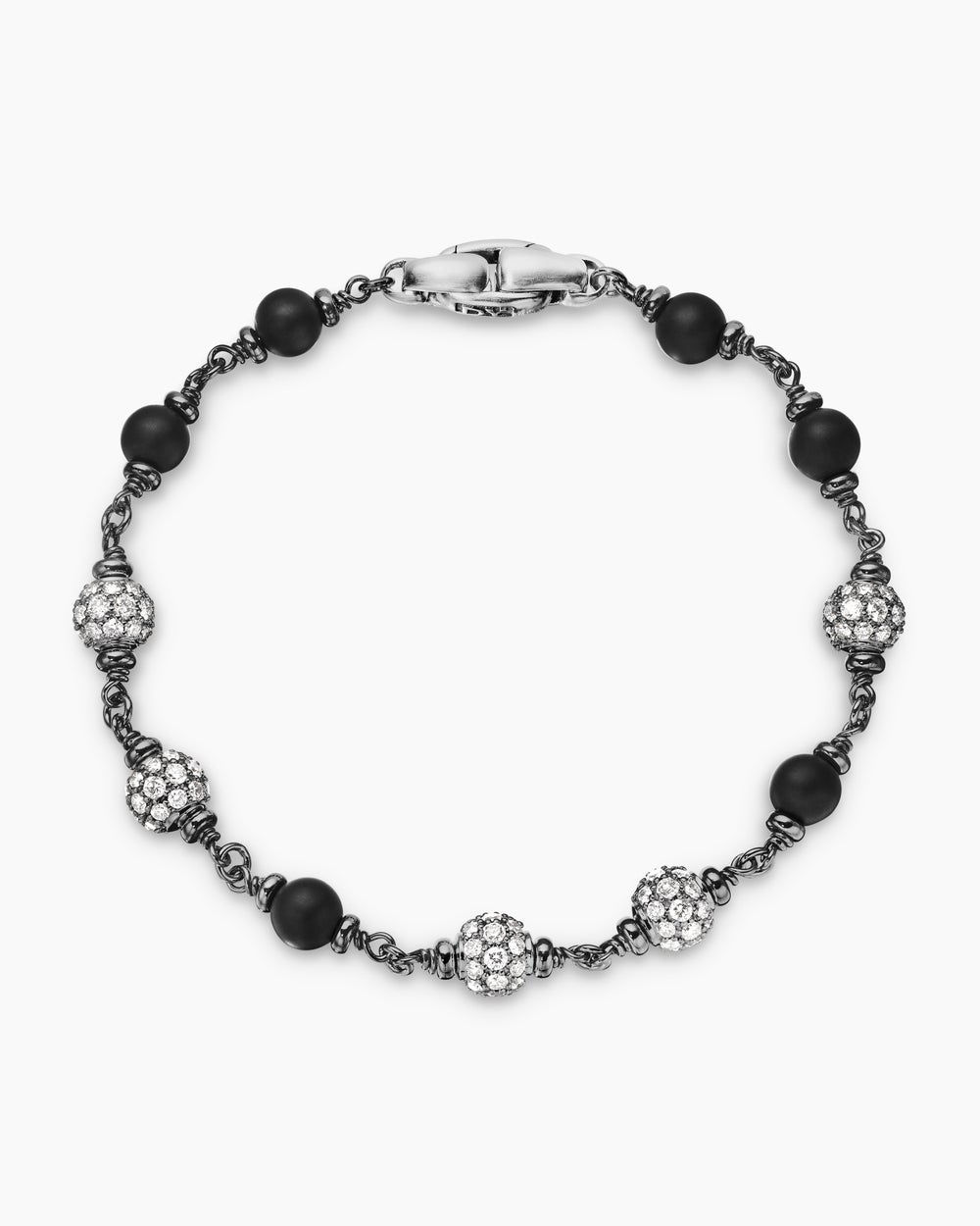 Mens Spiritual Beads Bracelet in Sterling Silver, 6mm