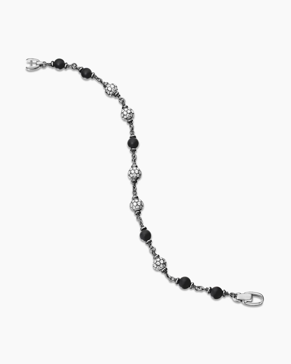 Mens Spiritual Beads Bracelet in Sterling Silver, 6mm
