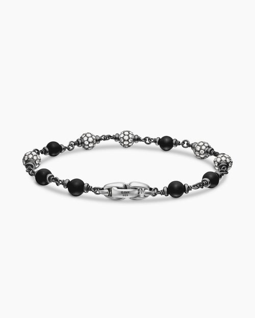 Mens Spiritual Beads Bracelet in Sterling Silver, 6mm